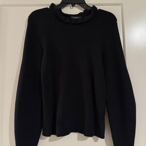 Express Black Women's Ruffle Neck Knit Sweater (size S)